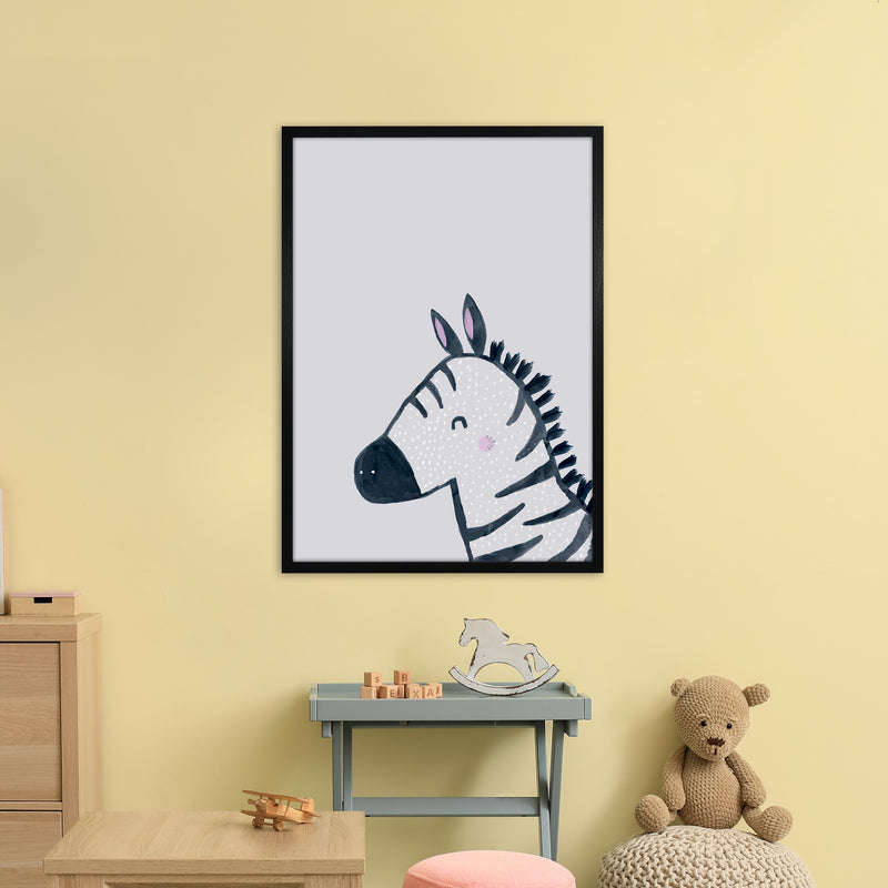 Inky Zebra Animal Art Print by Laura Irwin A1 White Frame