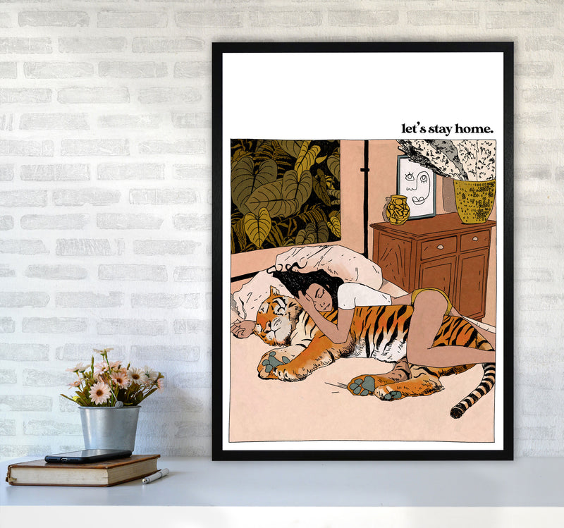 Stay Home Art Print by Lucy Michelle A1 White Frame