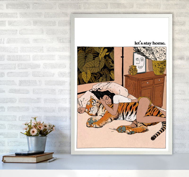 Stay Home Art Print by Lucy Michelle A1 Oak Frame