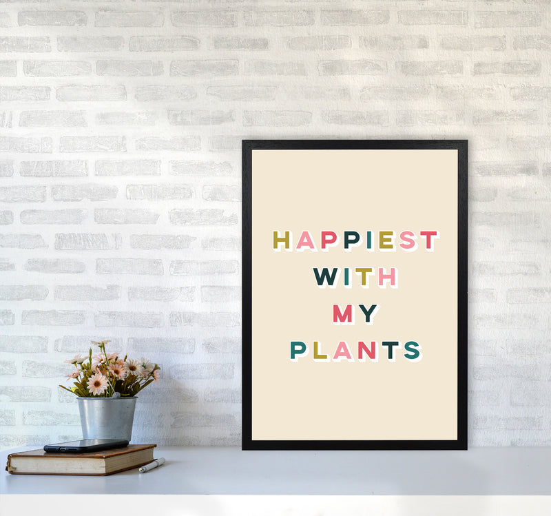 Happiest With My Plants Art Print by Lucy Michelle A2 White Frame