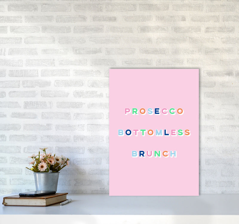 Prosecco Bottomless Brunch Art Print by Lucy Michelle A2 Black Frame