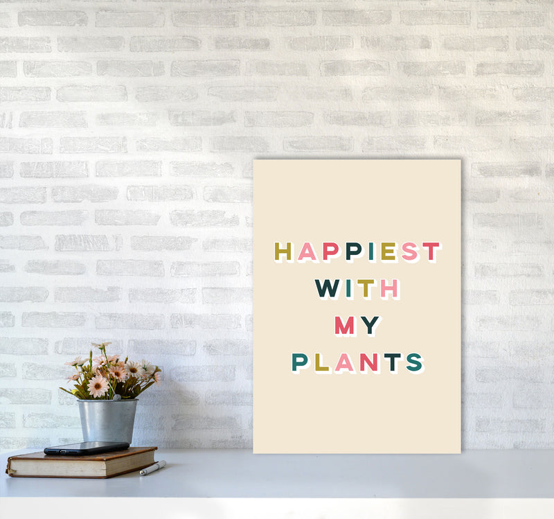 Happiest With My Plants Art Print by Lucy Michelle A2 Black Frame