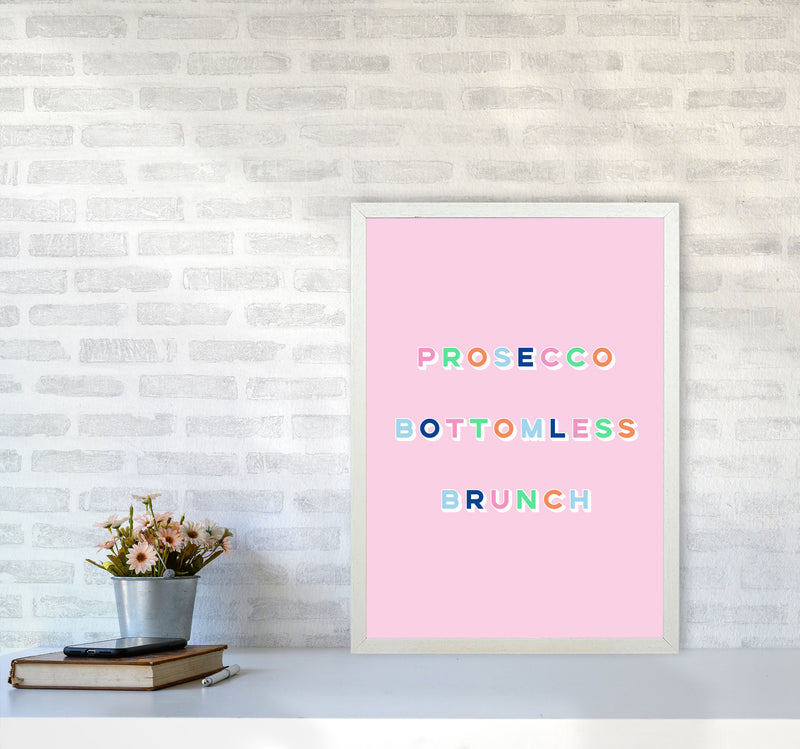 Prosecco Bottomless Brunch Art Print by Lucy Michelle A2 Oak Frame