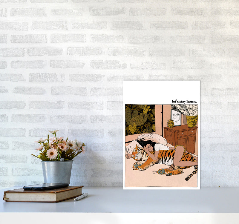 Stay Home Art Print by Lucy Michelle A3 Black Frame