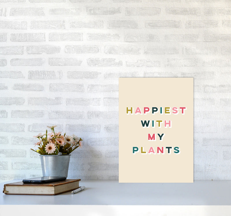 Happiest With My Plants Art Print by Lucy Michelle A3 Black Frame