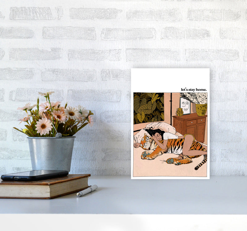 Stay Home Art Print by Lucy Michelle A4 Black Frame