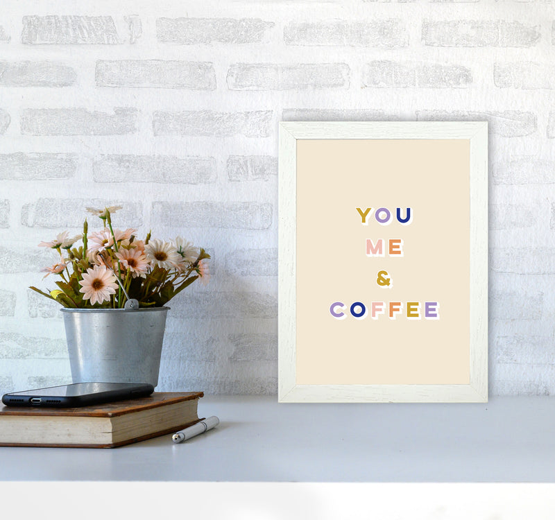 You Me and Coffee Art Print by Lucy Michelle A4 Oak Frame