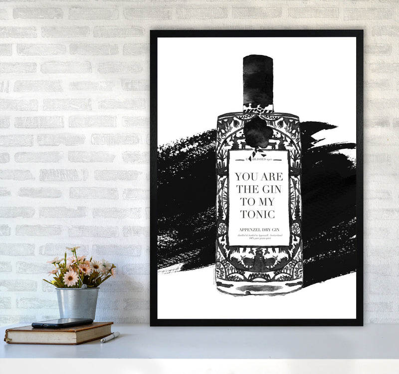 Gin To My Tonic, Kitchen Food & Drink Art Prints A1 White Frame