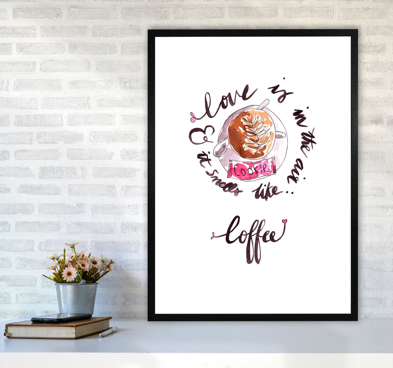 Smells Like Coffee, Kitchen Food & Drink Art Prints A1 White Frame