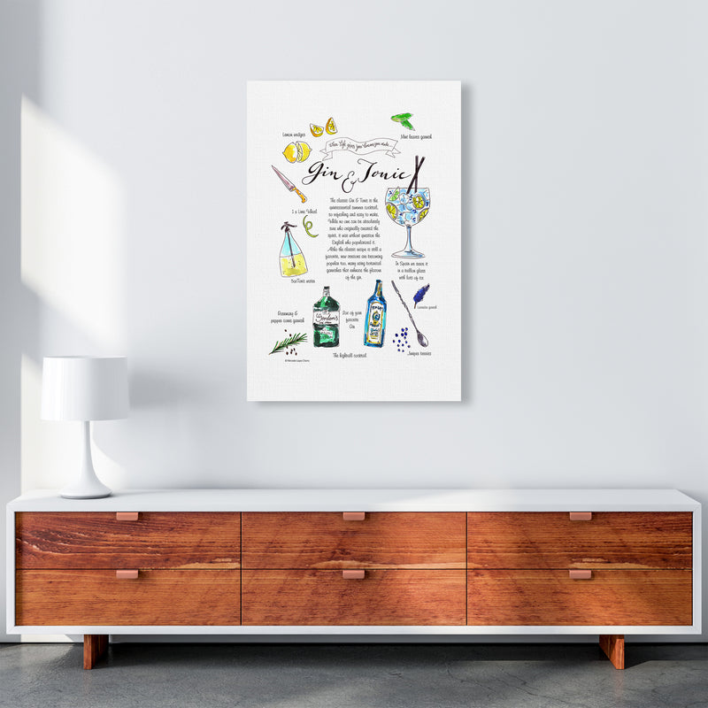 Gin And Tonic Recipe, Kitchen Food & Drink Art Prints A1 Canvas