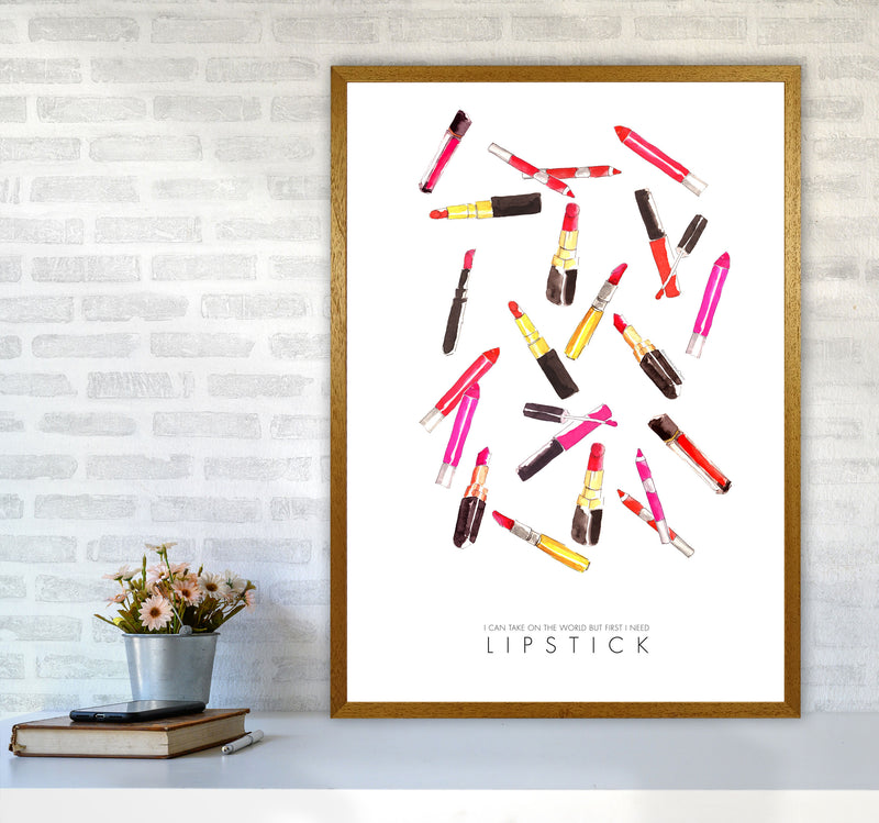 I Can Take On The World But First I Need Lipstick Modern Fashion Print A1 Print Only