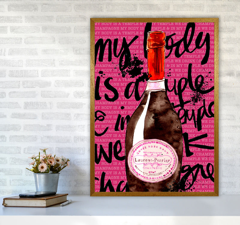 My Body Is A Temple Champagne, Kitchen Food & Drink Art Prints A1 Print Only