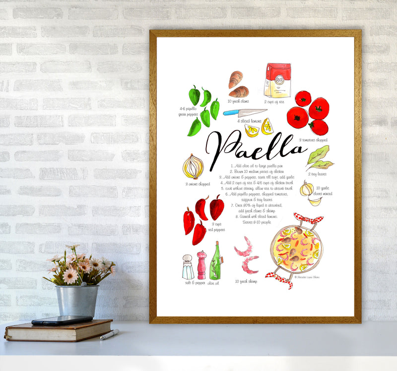 Paella Ingredients Recipe, Kitchen Food & Drink Art Prints A1 Print Only