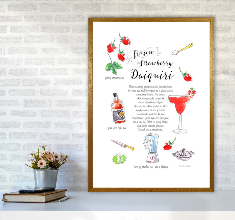 Strawberry Daiquiri Cocktail Recipe, Kitchen Food & Drink Art Prints A1 Print Only