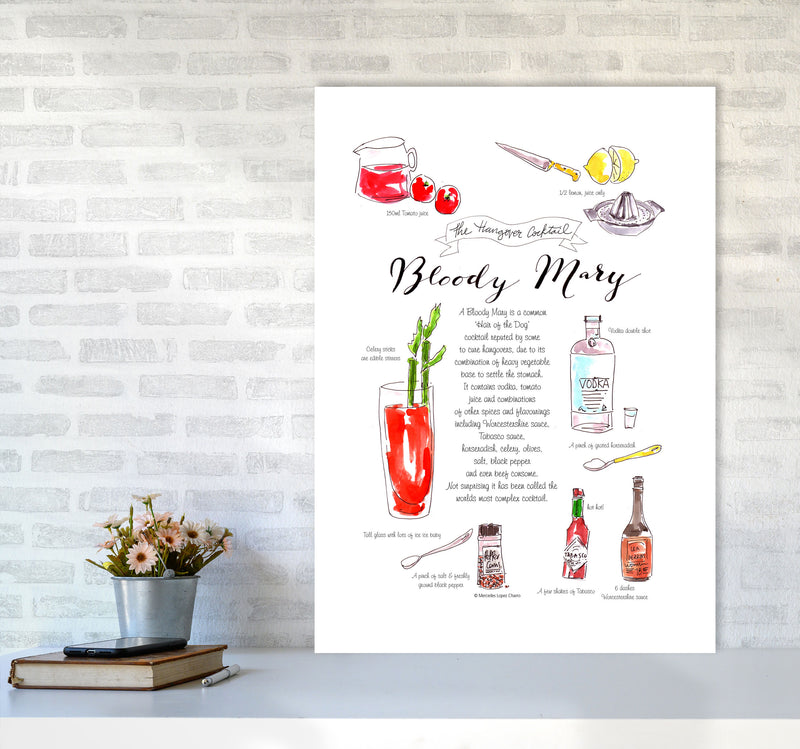 Bloody Mary Recipe, Kitchen Food & Drink Art Prints A1 Black Frame