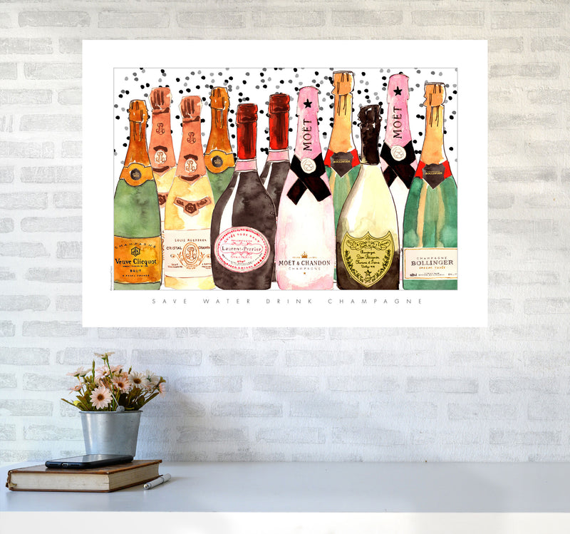 Champagne Bottles, Kitchen Food & Drink Art Prints A1 Black Frame