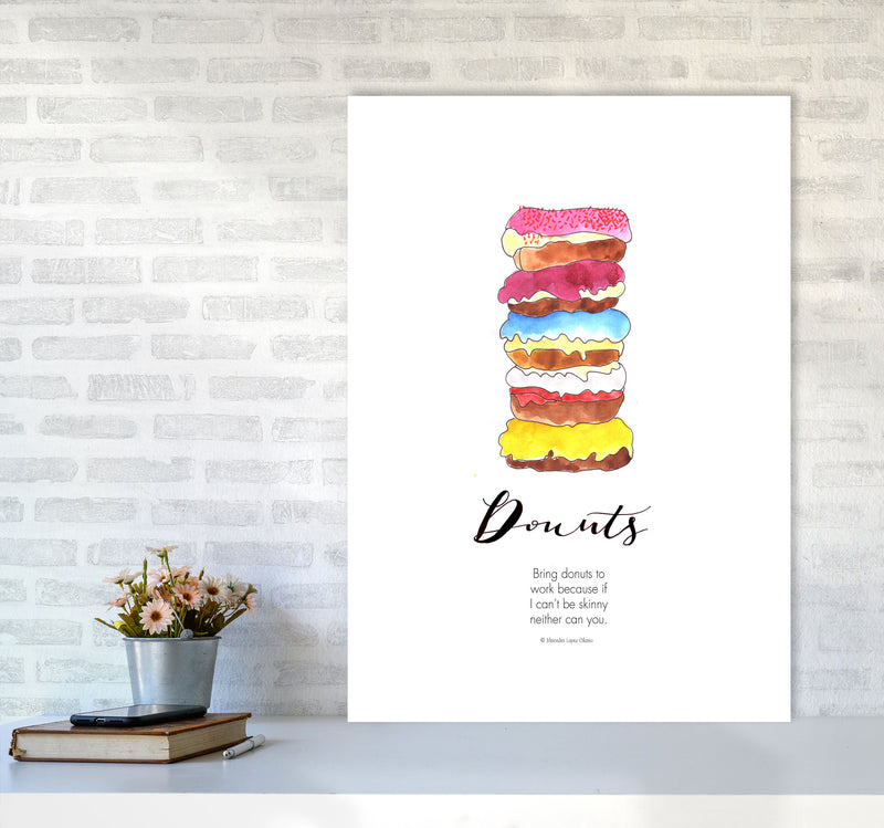 Donuts to Work, Kitchen Food & Drink Art Prints A1 Black Frame