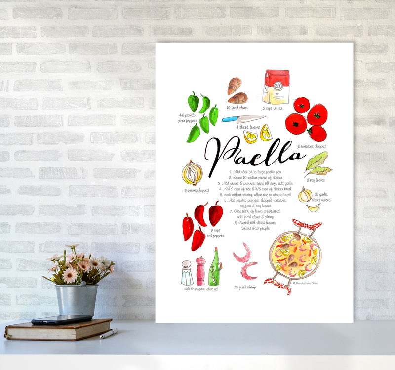 Paella Ingredients Recipe, Kitchen Food & Drink Art Prints A1 Black Frame