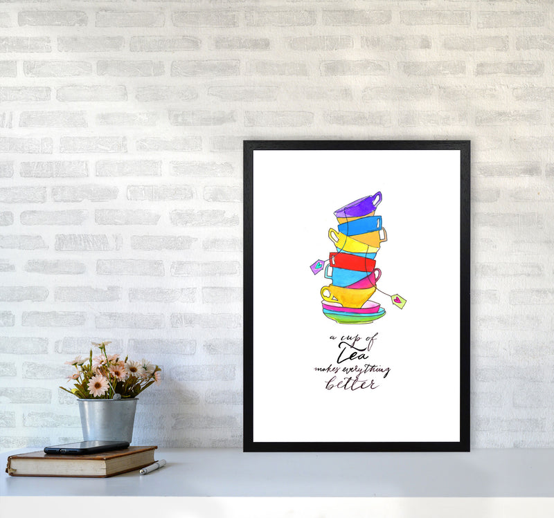 Cup Of Tea, Kitchen Food & Drink Art Prints A2 White Frame