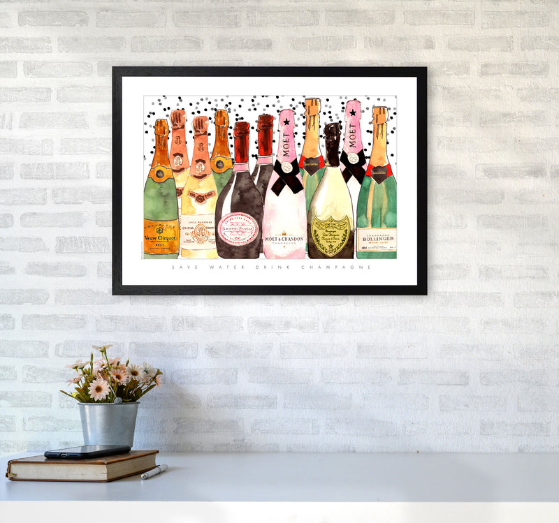 Champagne Bottles, Kitchen Food & Drink Art Prints A2 White Frame