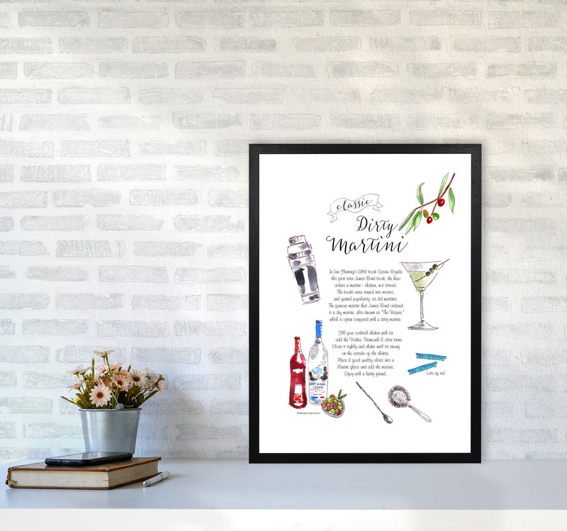 Dirty Martini Cocktail Recipe, Kitchen Food & Drink Art Prints A2 White Frame