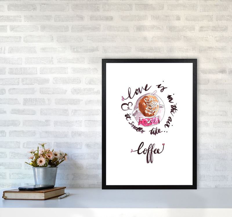 Smells Like Coffee, Kitchen Food & Drink Art Prints A2 White Frame