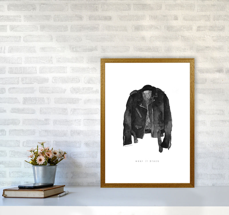 Wear It Black Leather Jacket Modern Fashion Print A2 Print Only