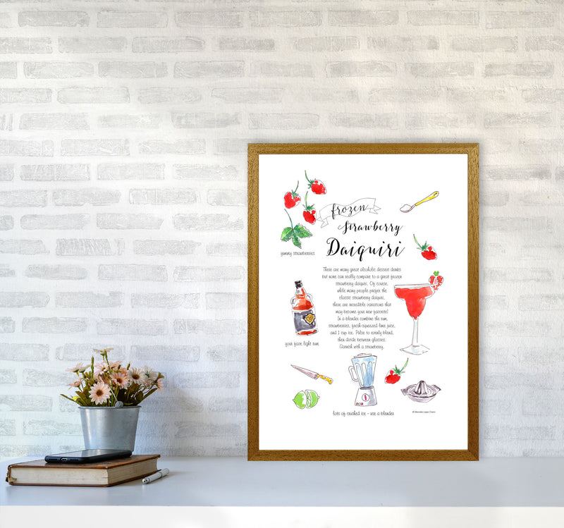 Strawberry Daiquiri Cocktail Recipe, Kitchen Food & Drink Art Prints A2 Print Only