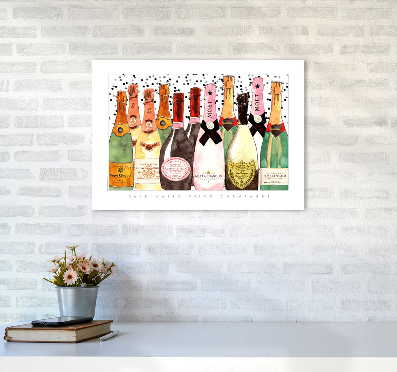 Champagne Bottles, Kitchen Food & Drink Art Prints A2 Black Frame