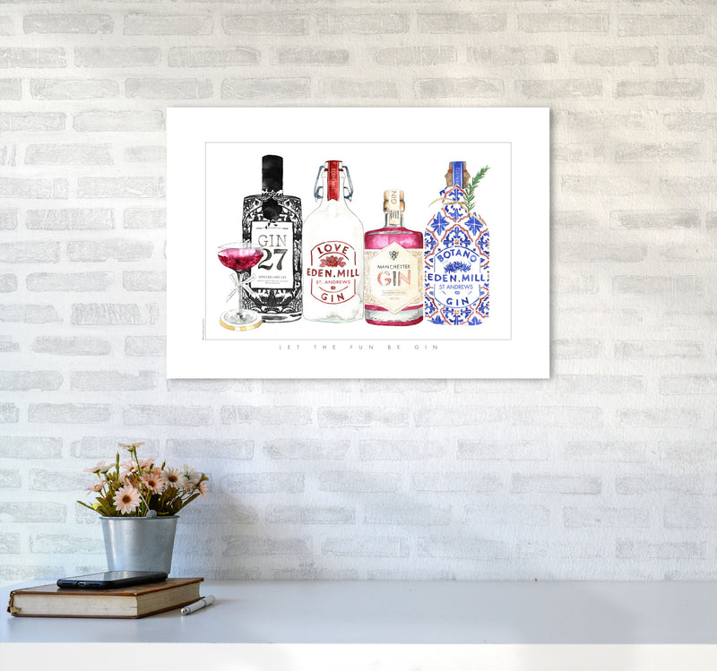 Let The Fun Be Gin, Kitchen Food & Drink Art Prints A2 Black Frame