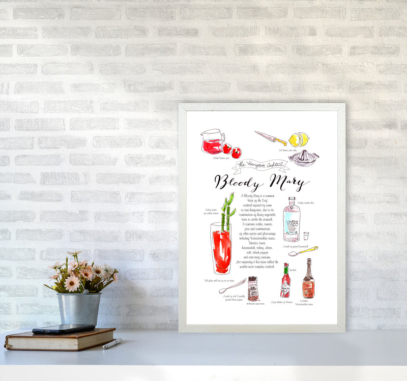 Bloody Mary Recipe, Kitchen Food & Drink Art Prints A2 Oak Frame