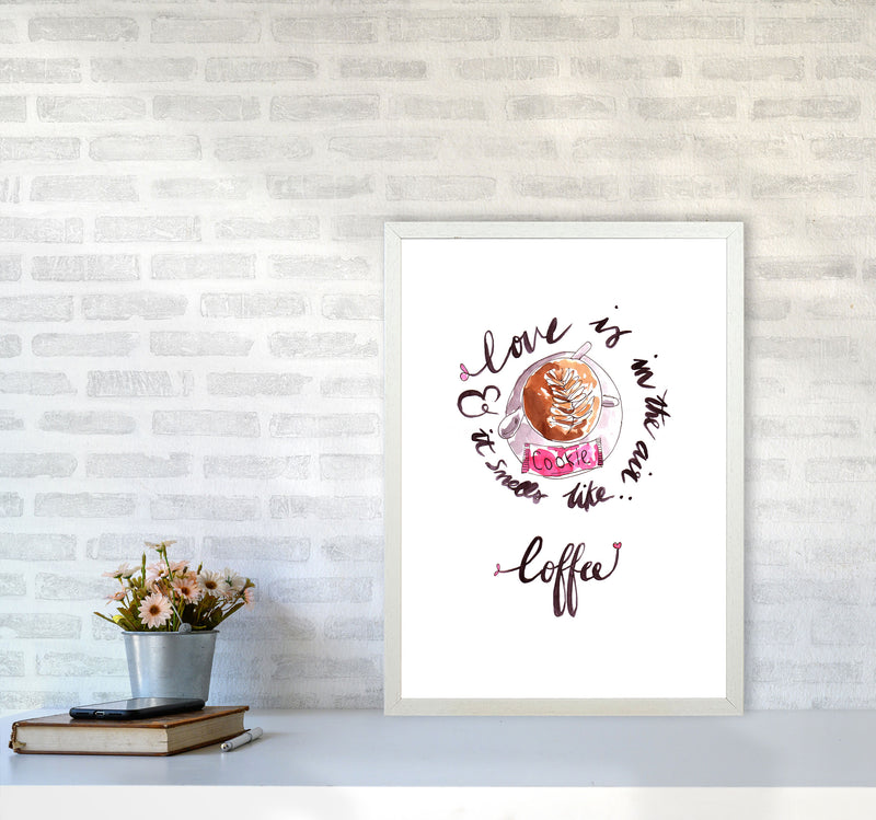 Smells Like Coffee, Kitchen Food & Drink Art Prints A2 Oak Frame