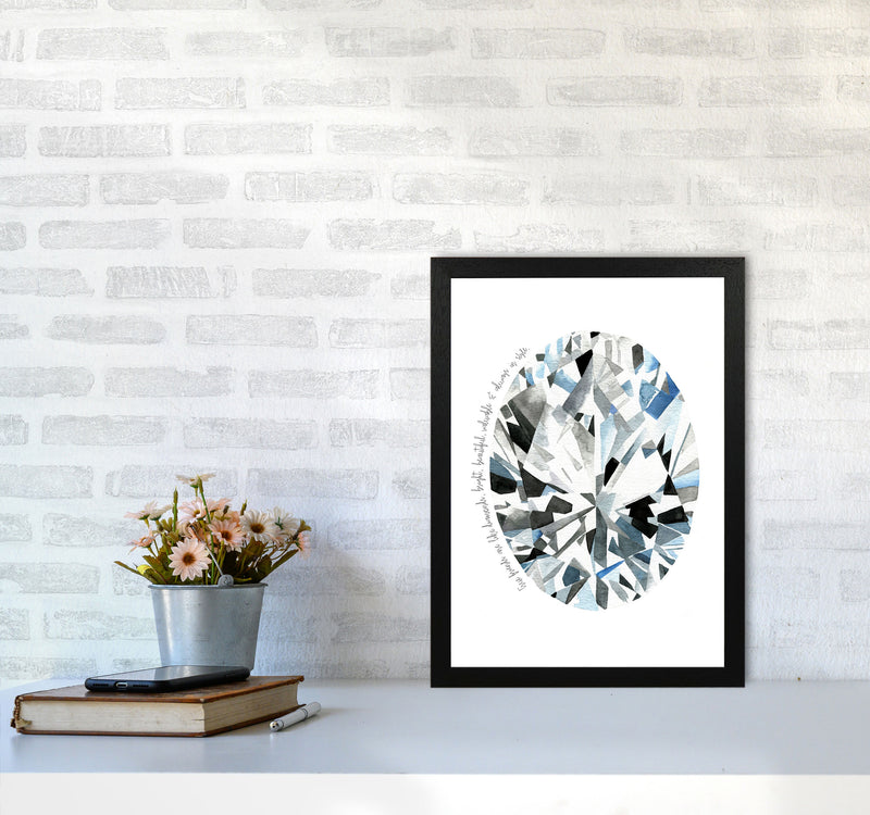 Oval Diamond Friends Inspirational Quote Modern Fashion Print A3 White Frame