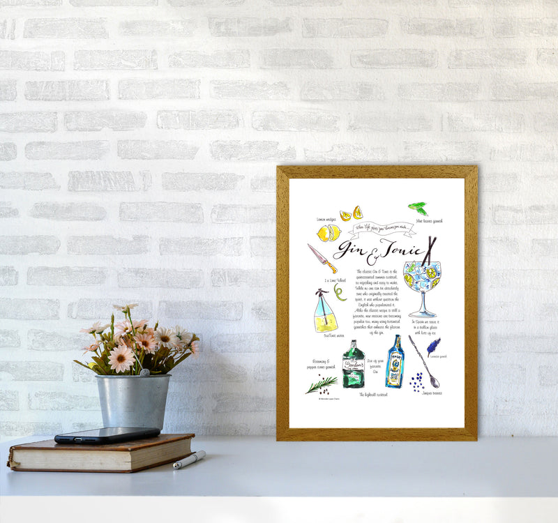 Gin And Tonic Recipe, Kitchen Food & Drink Art Prints A3 Print Only