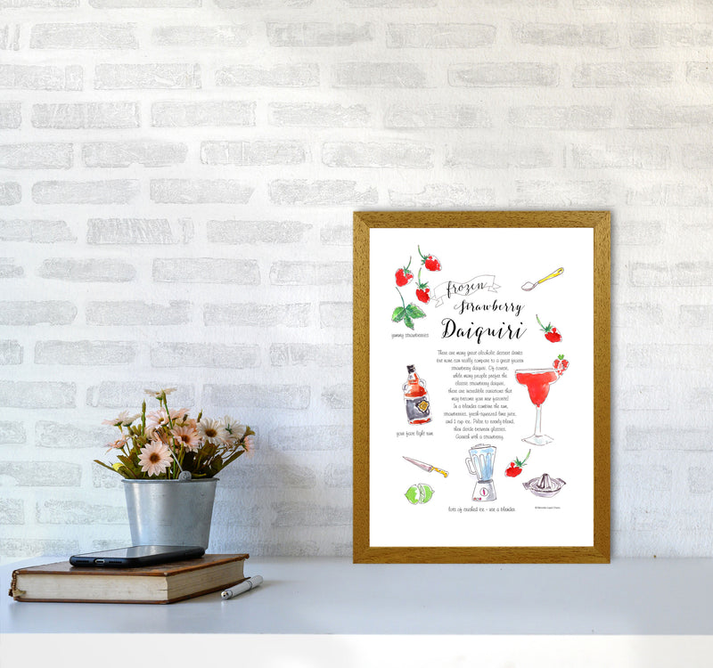 Strawberry Daiquiri Cocktail Recipe, Kitchen Food & Drink Art Prints A3 Print Only
