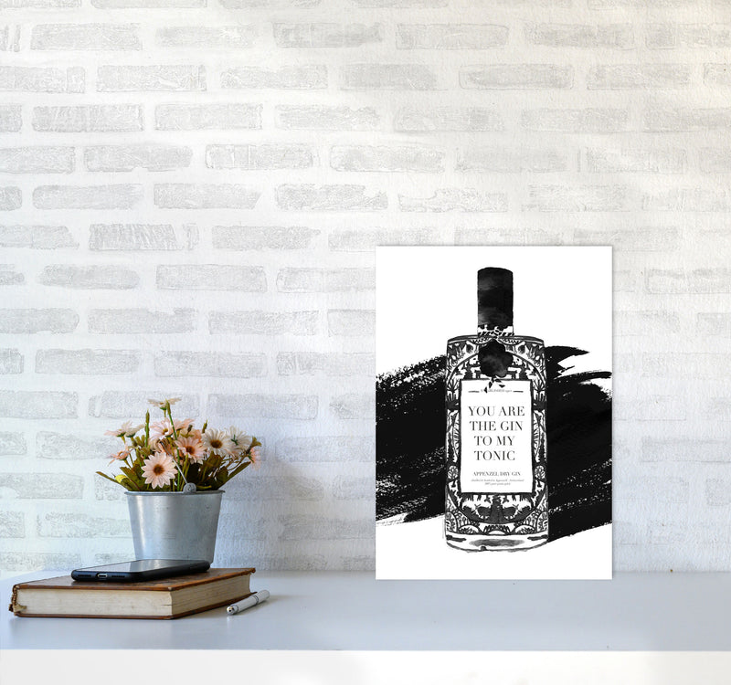Gin To My Tonic, Kitchen Food & Drink Art Prints A3 Black Frame