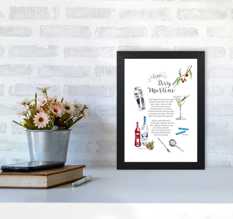 Dirty Martini Cocktail Recipe, Kitchen Food & Drink Art Prints A4 White Frame