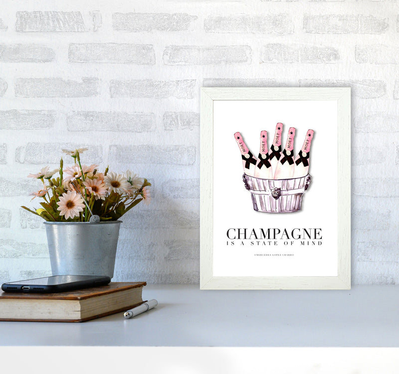 Moet Champagne Is A State Of Mind, Kitchen Food & Drink Art Prints A4 Oak Frame