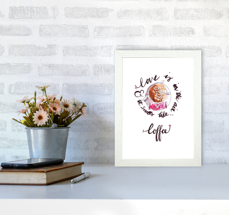 Smells Like Coffee, Kitchen Food & Drink Art Prints A4 Oak Frame