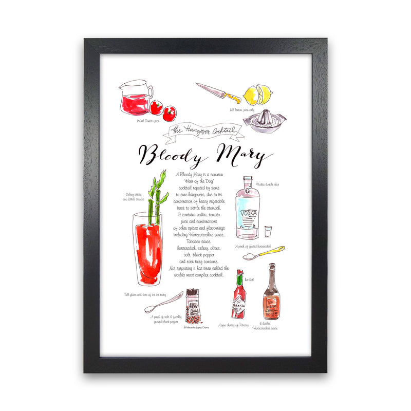 Bloody Mary Recipe, Kitchen Food & Drink Art Prints Black Grain