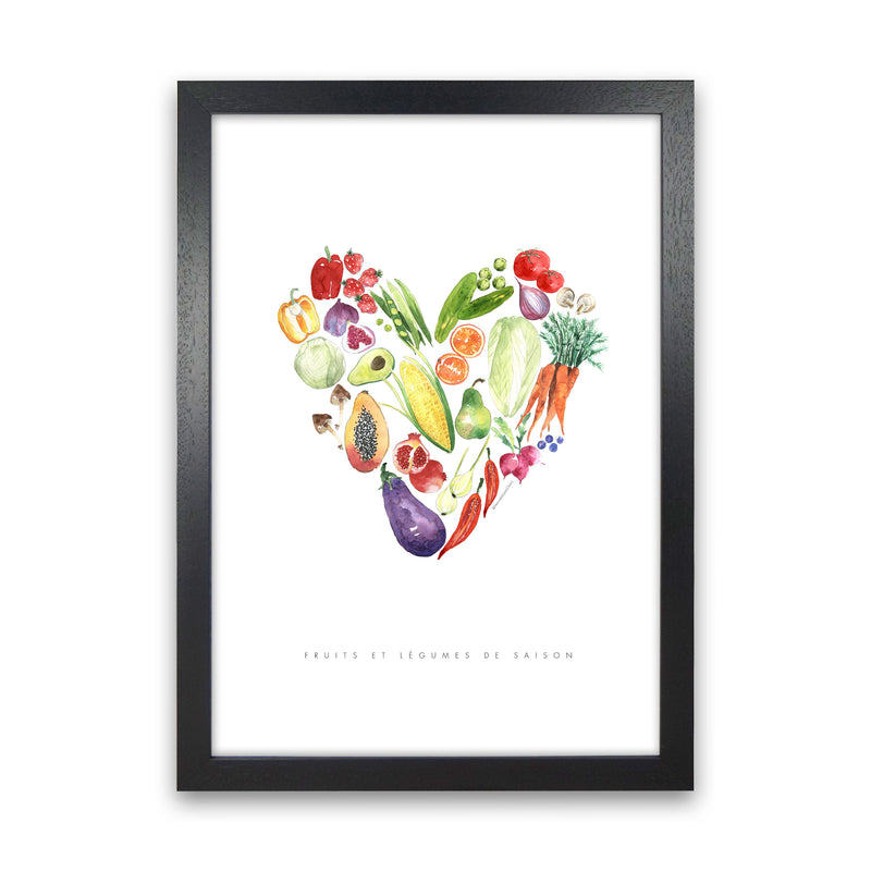 Fruit And Vegetables, Kitchen Food & Drink Art Prints Black Grain