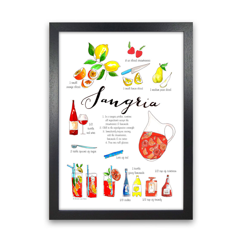 Sangria Ingredients Recipe, Kitchen Food & Drink Art Prints Black Grain