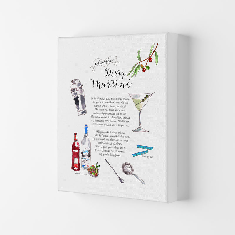 Dirty Martini Cocktail Recipe, Kitchen Food & Drink Art Prints Canvas