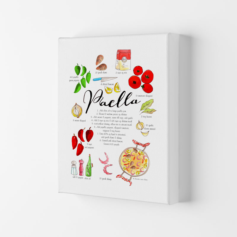 Paella Ingredients Recipe, Kitchen Food & Drink Art Prints Canvas