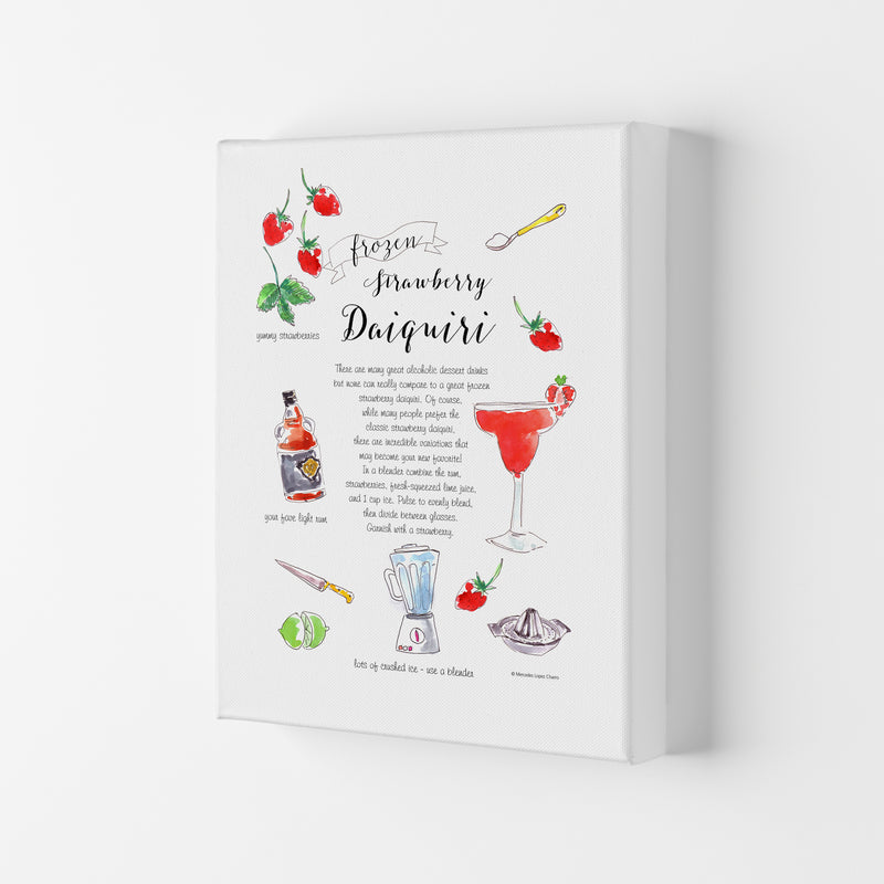 Strawberry Daiquiri Cocktail Recipe, Kitchen Food & Drink Art Prints Canvas