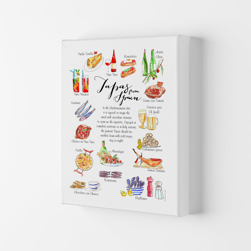 Spanish Tapas Ingredients, Kitchen Food & Drink Art Prints Canvas
