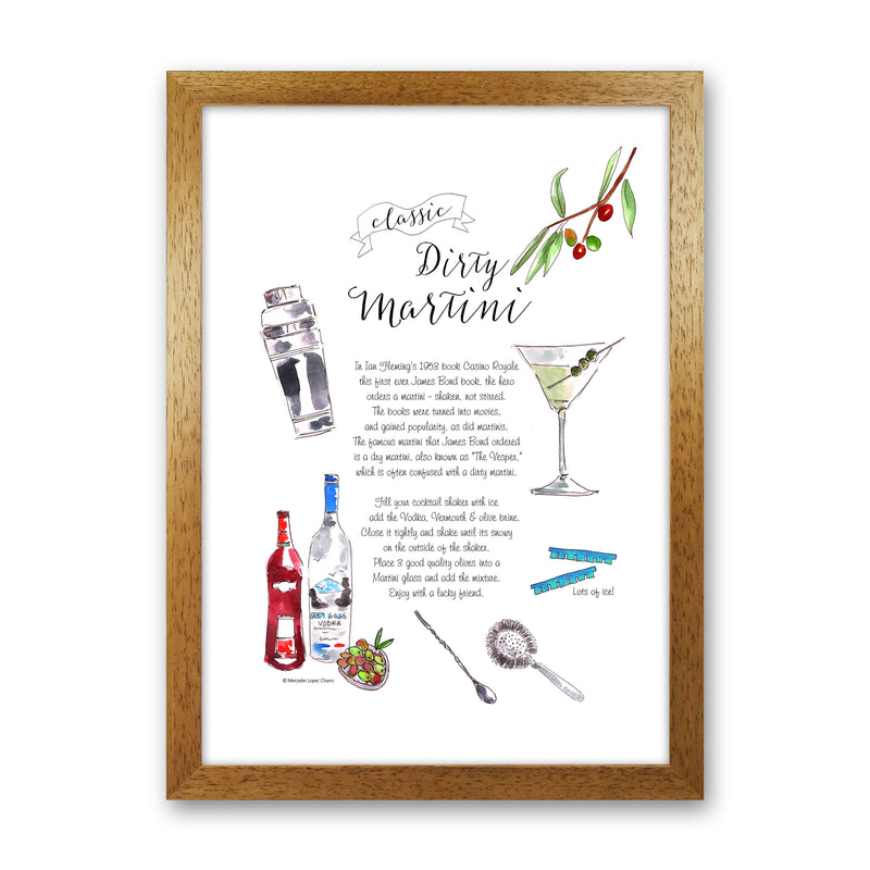 Dirty Martini Cocktail Recipe, Kitchen Food & Drink Art Prints Oak Grain