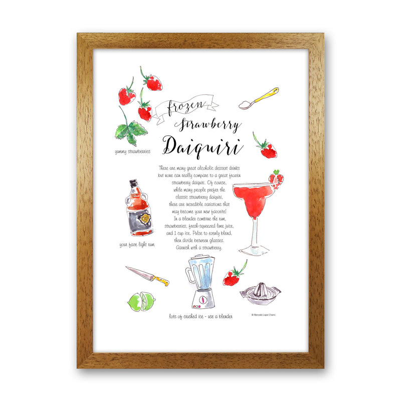 Strawberry Daiquiri Cocktail Recipe, Kitchen Food & Drink Art Prints Oak Grain
