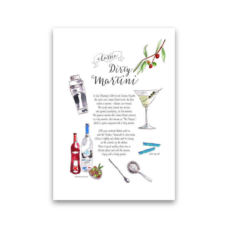 Dirty Martini Cocktail Recipe, Kitchen Food & Drink Art Prints Print Only