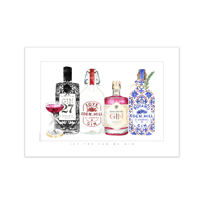 Let The Fun Be Gin, Kitchen Food & Drink Art Prints Print Only